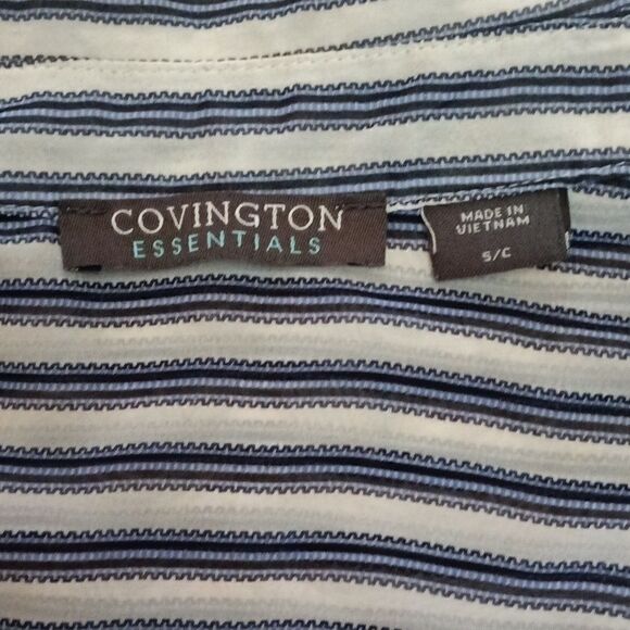 Covington Essentials Women's Blue and White Sheer Stripe Button down Blouse sz S - Picture 5 of 6